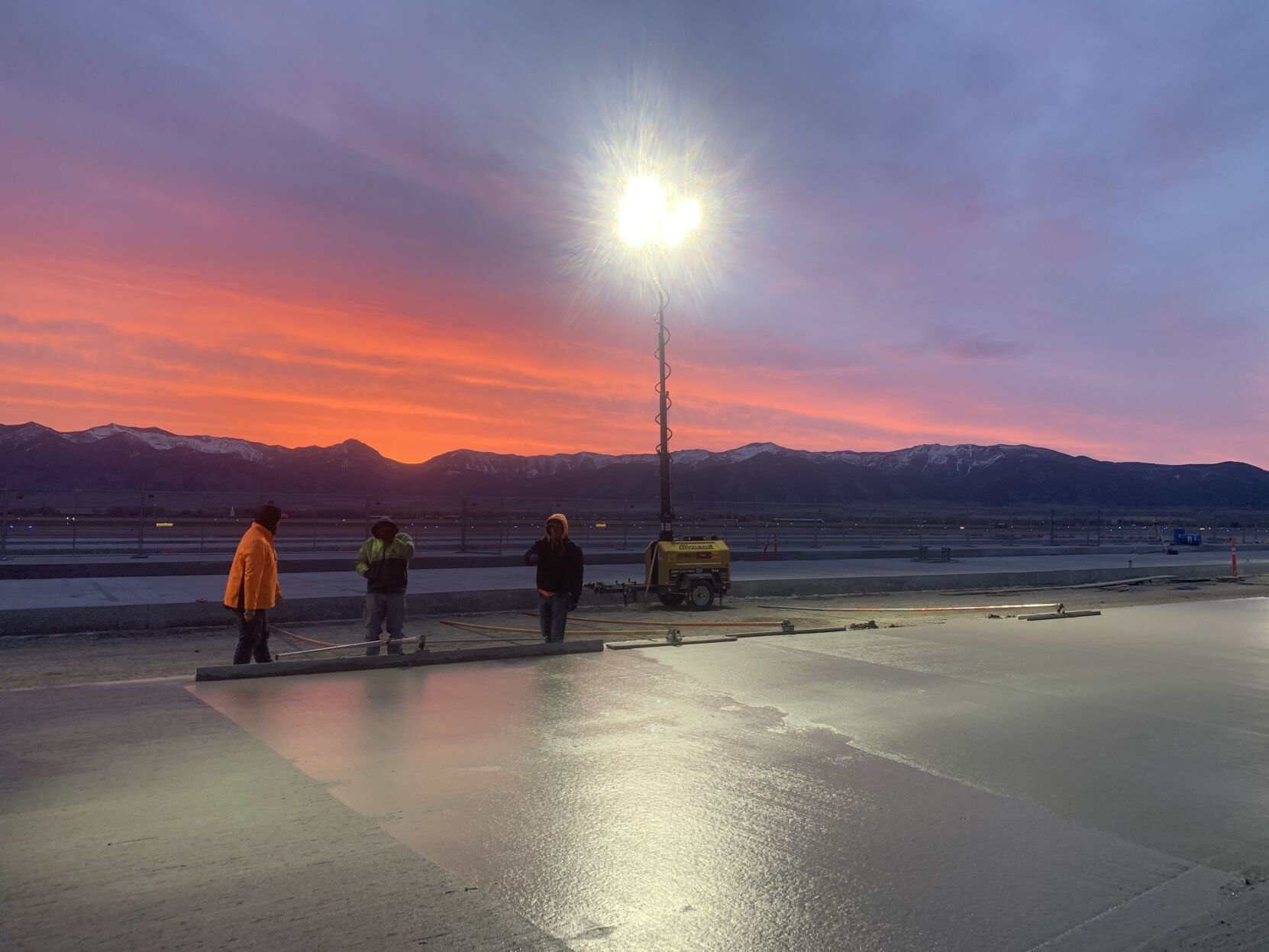 Crews work to finish up a project at the Bozeman Yellowstone International Airport in May of 2020.